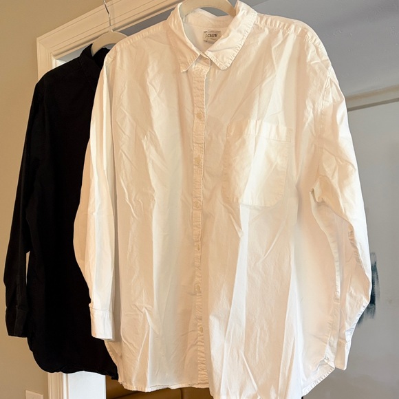 J. Crew 2 Shirt Bundle - 2X Black and White Cotton Tunic Button Down Shirts - Picture 9 of 10